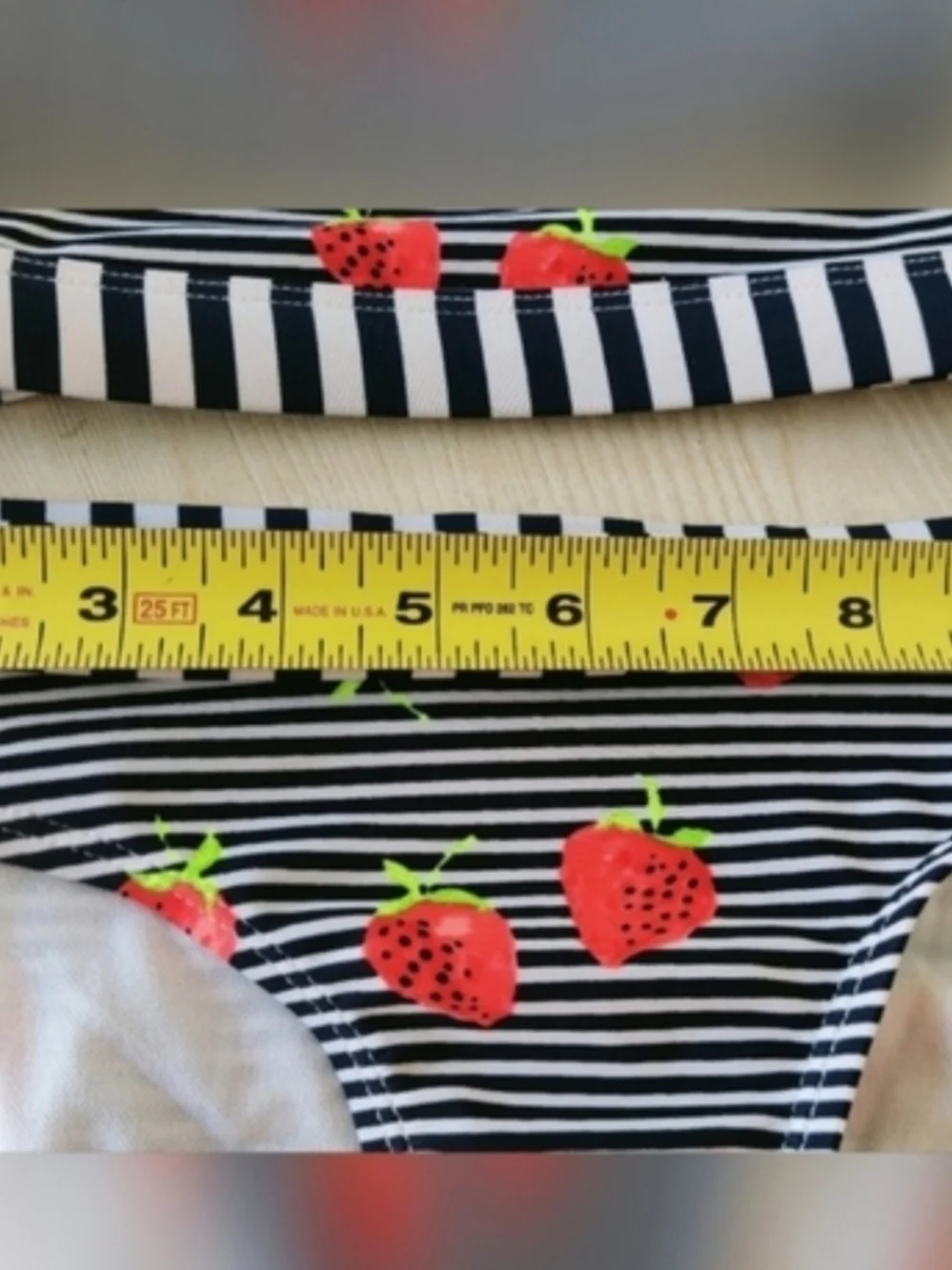 Cat & Jack Girls Blue striped w/Red Strwberries 2 piece Bikini Size S(6/6X)